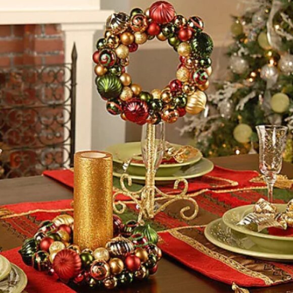 Vintage QVC Set 2 Shatterproof Ornament Wreaths 2/Stands by David Shindler NWT - Picture 1 of 7